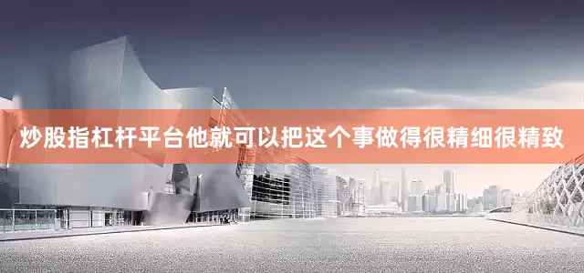 炒股指杠杆平台他就可以把这个事做得很精细很精致